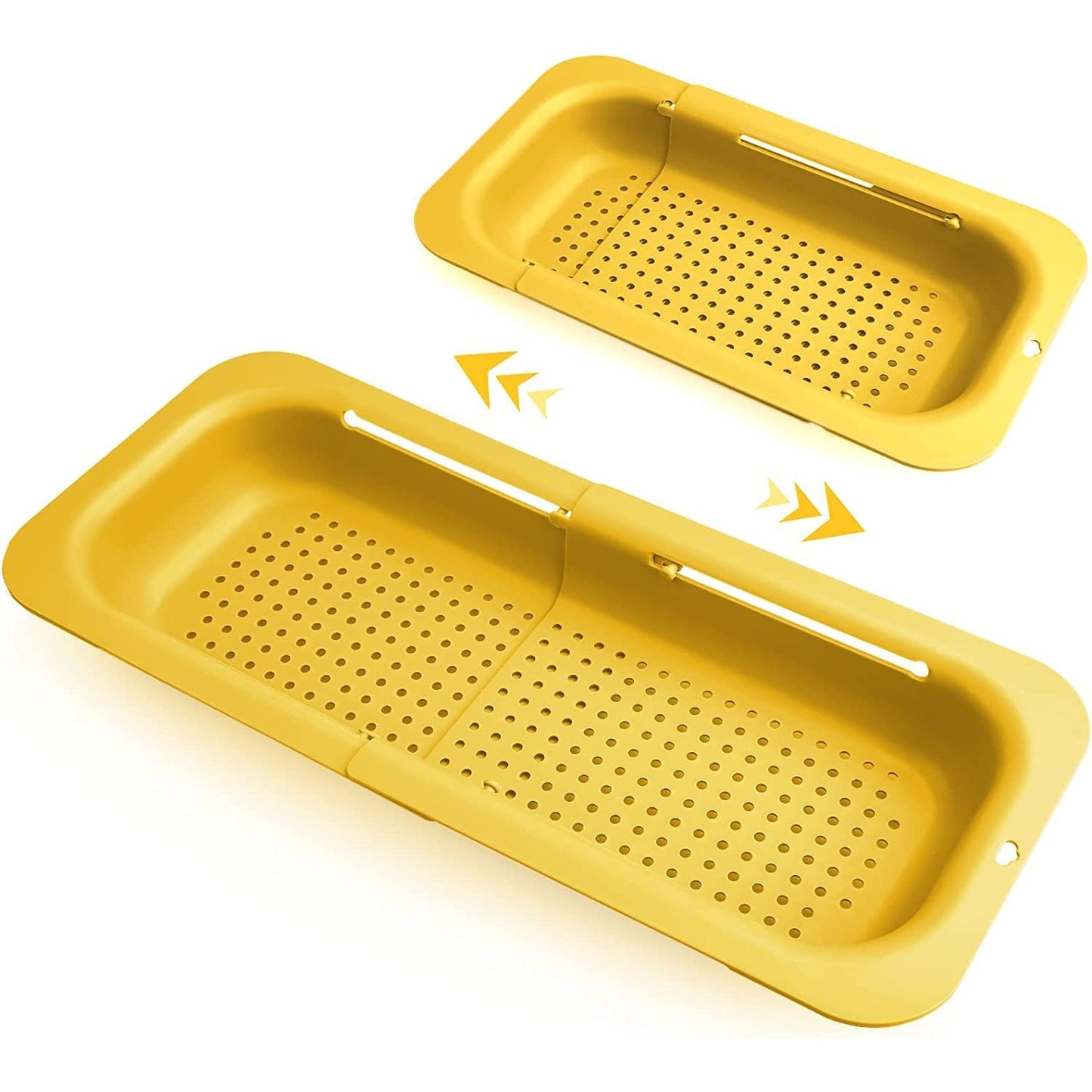 Cos pentru Scurgere Chiuveta de Bucatarie, Suport Telescopic Reglabil pentru Legume si Fructe, Polipropilena, 36-49 cm, Galben