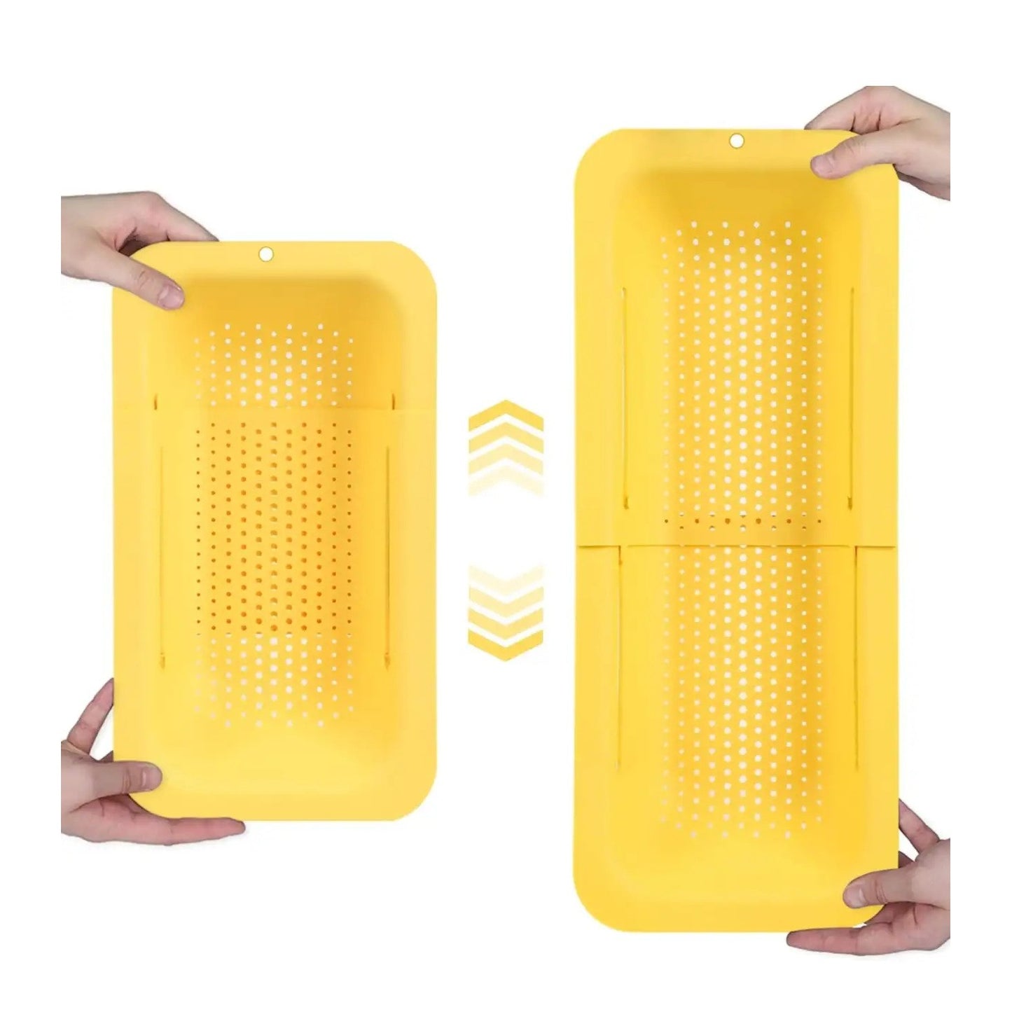 Cos pentru Scurgere Chiuveta de Bucatarie, Suport Telescopic Reglabil pentru Legume si Fructe, Polipropilena, 36-49 cm, Galben