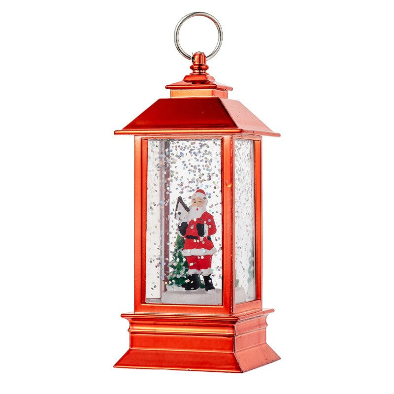 Felinar de Craciun cu LED, Decoratiune Luminoasa de Sarbatori, Model Mos Craciun, Material PVC Rezistent, Alimentare Baterie LR44, 5.3 x 5.3 x 13 cm, Rosu