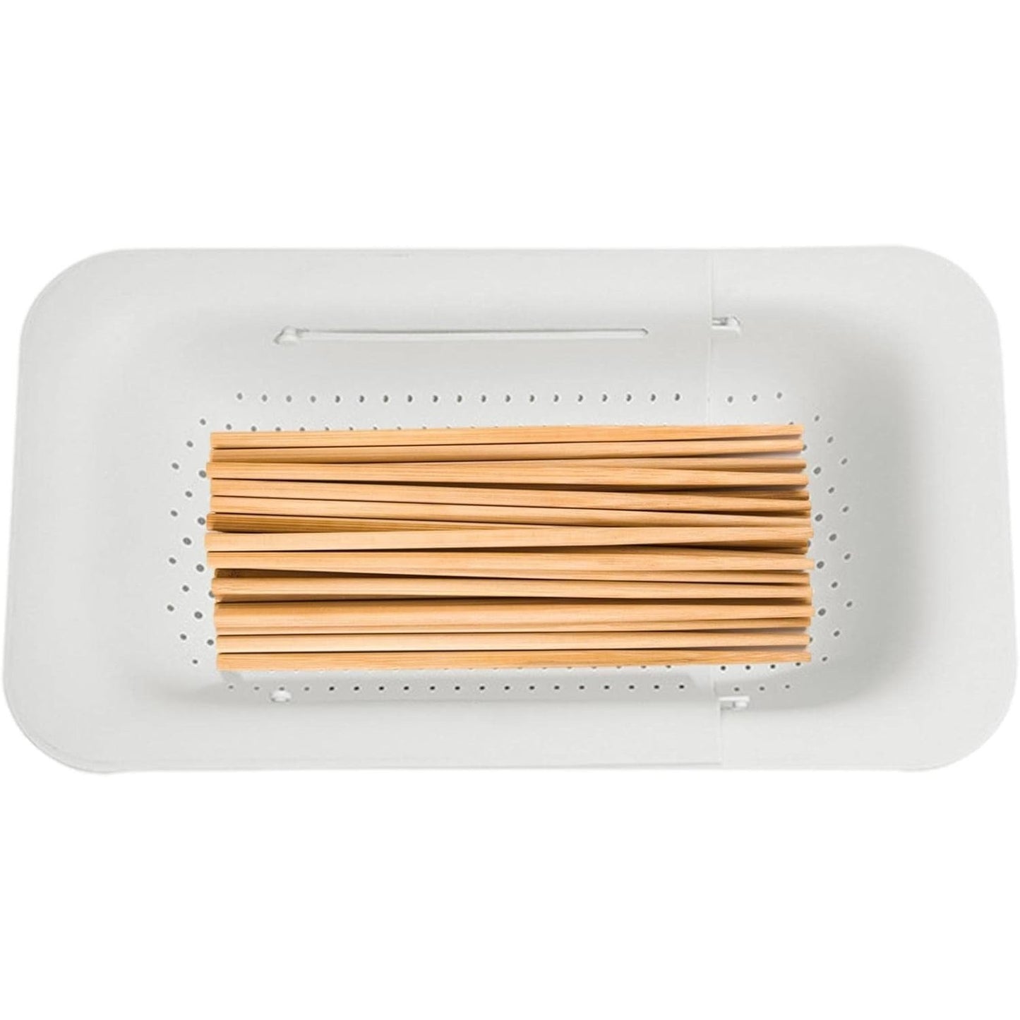 Coș de Scurgere Telescopic pentru Chiuveta de Bucătărie, Organizator Extensibil pentru Fructe și Legume, Polipropilenă Rezistentă, 36-49 cm, Alb