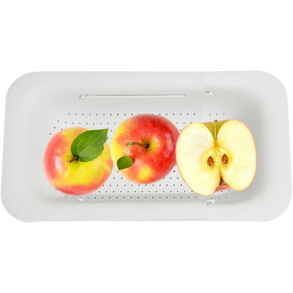 Coș de Scurgere Telescopic pentru Chiuveta de Bucătărie, Organizator Extensibil pentru Fructe și Legume, Polipropilenă Rezistentă, 36-49 cm, Alb