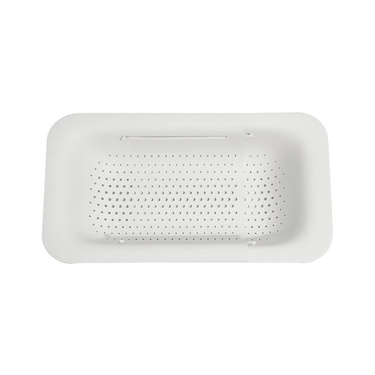 Coș de Scurgere Telescopic pentru Chiuveta de Bucătărie, Organizator Extensibil pentru Fructe și Legume, Polipropilenă Rezistentă, 36-49 cm, Alb