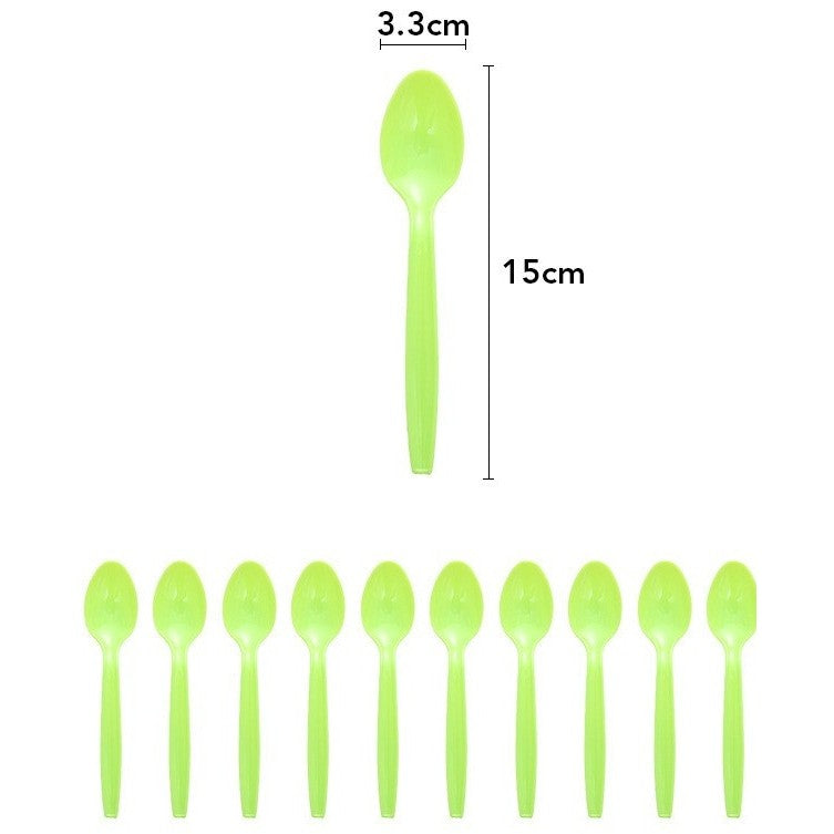 Set 10 Linguri de Unica Folosinta Dino Park, Tacamuri Tematice pentru Petrecere Copii, Plastic PE Rezistent, 15 x 3.3 cm, Multicolor