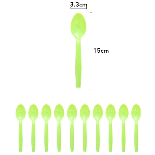 Set 10 Linguri de Unica Folosinta Dino Park, Tacamuri Tematice pentru Petrecere Copii, Plastic PE Rezistent, 15 x 3.3 cm, Multicolor