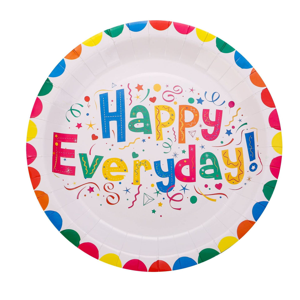 Set 10 Farfurii Happy Everyday, Farfurii de Unica Folosinta pentru Petrecere, Carton Premium 300 g, 23 cm, Multicolor