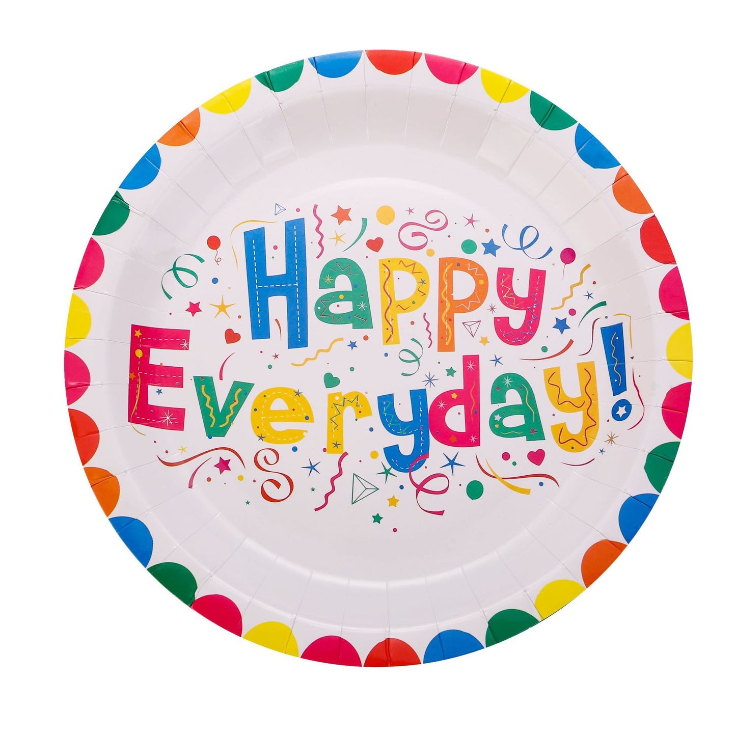 Set 10 Farfurii Happy Everyday, Farfurii de Unica Folosinta pentru Petrecere, Carton Premium 300 g, 23 cm, Multicolor