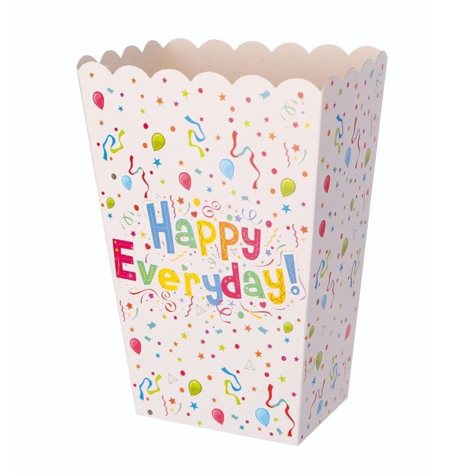 Set 6 Cutii Popcorn Happy Everyday, Recipiente Festive pentru Petrecere, Carton Imprimat, 17 x 15 cm, Multicolor