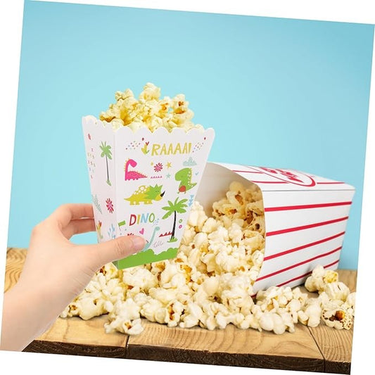 Set 6 Cutii Popcorn Dino Park, Accesorii Petrecere Tematica Dinozauri, Carton Rezistent, Multicolor, 9 x 13 cm, 6 Bucati