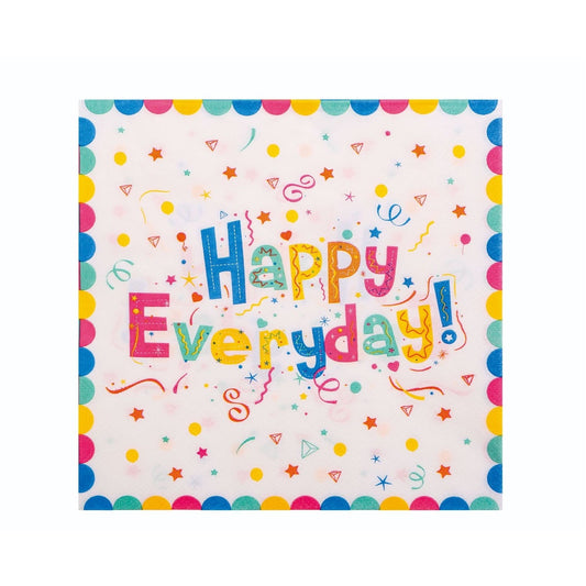 Set 20 Servetele de Masa, Model Happy Everyday, Hartie Absorbanta Decorativa, 17 x 17 cm, Multicolor