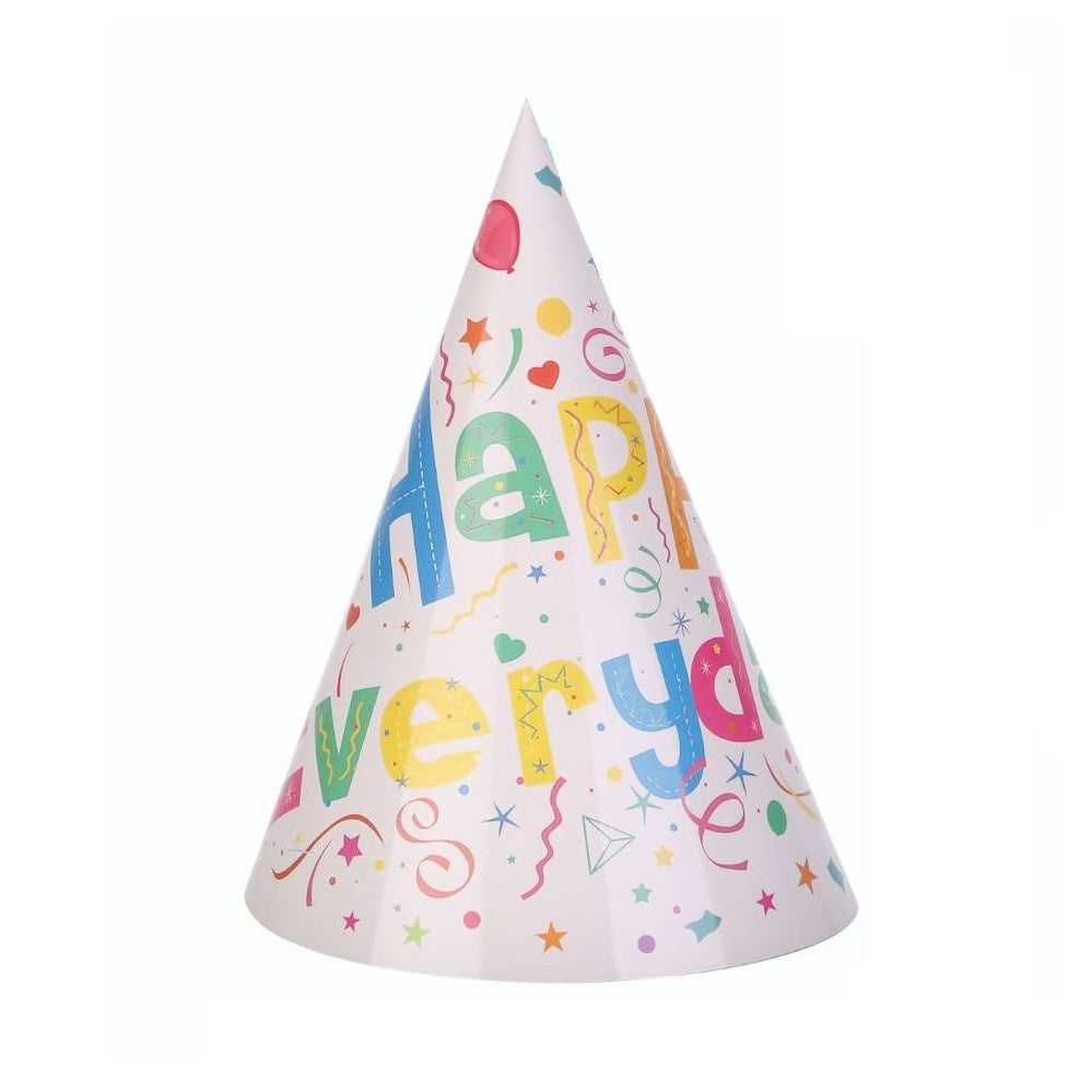 Set 6 Coifuri Petrecere Happy Everyday, Coifuri Aniversare din Carton, Accesorii Festive Copii si Adulti, 20x14 cm, Multicolor