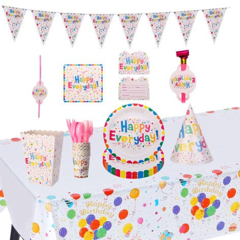 Set 10 Invitatii pentru Petrecere, Model Happy Everyday, Carton Rezistent, Design Colorat, 17 x 12 cm, Multicolor