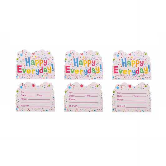 Set 10 Invitatii pentru Petrecere, Model Happy Everyday, Carton Rezistent, Design Colorat, 17 x 12 cm, Multicolor