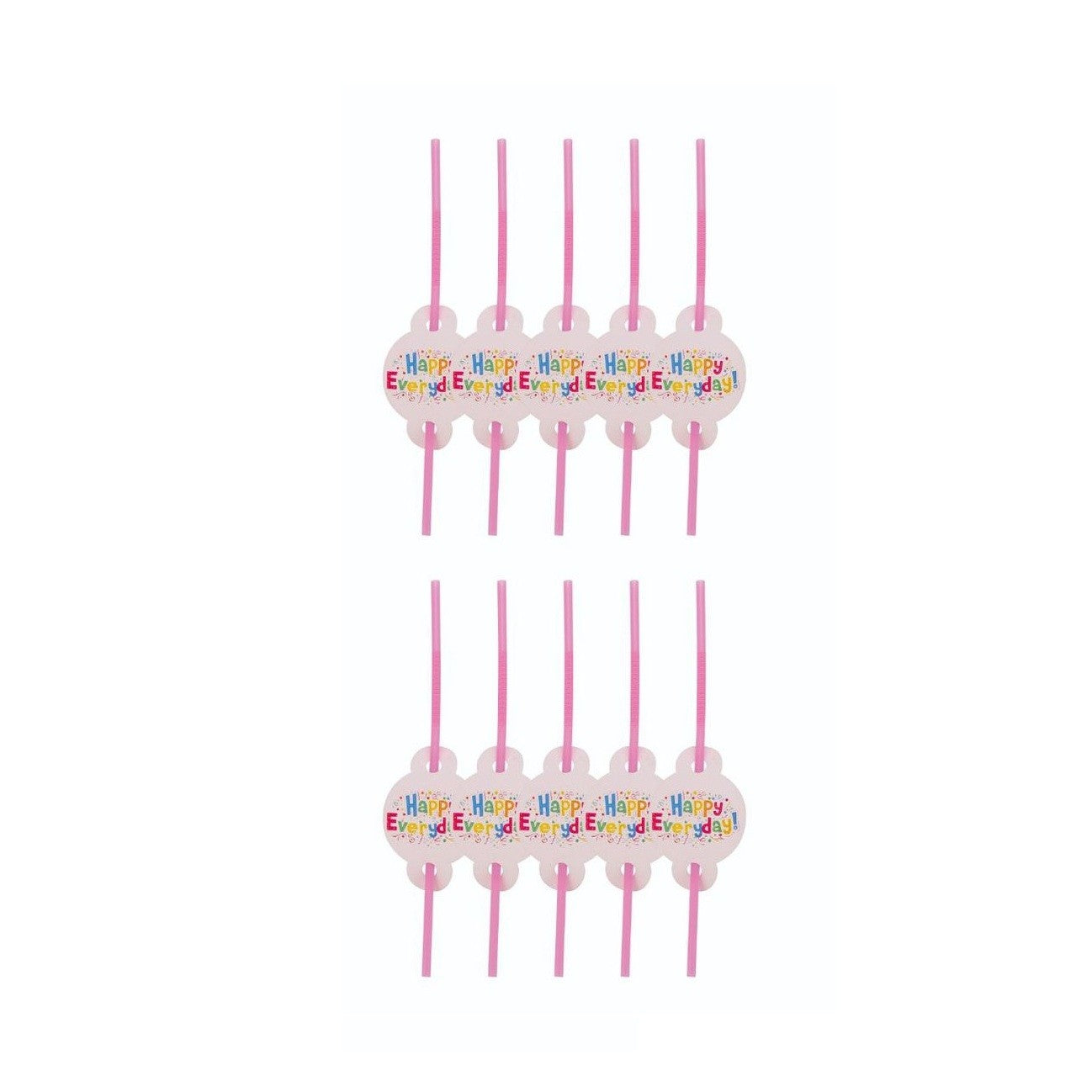Set 10 Paie Reutilizabile Happy Everyday, Paie de Baut pentru Petreceri si Evenimente, Material Plastic PP si Carton, 31 x 16 cm, Multicolor