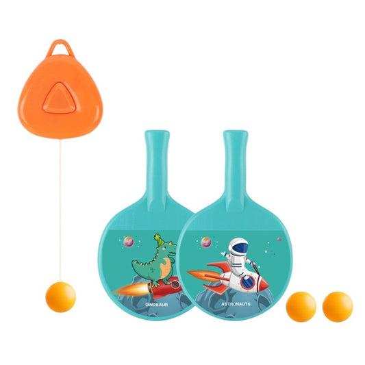 Set Tenis de Masa pentru Copii, Antrenament cu Inaltime Reglabila, Design Astronauti, Plastic si ABS, Include 2 Palete, 2 Mingi si Carlig Suspendat, Albastru