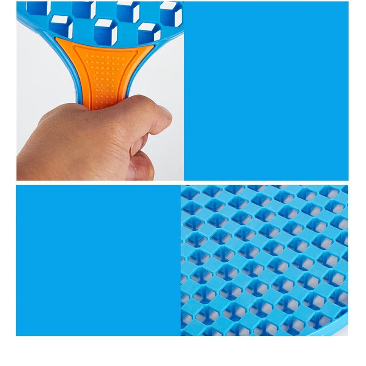 Set Badminton pentru Copii, Palete Ergonomice cu 3 Mingi Incluse, Sport si Antrenament, Albastru/Portocaliu, 5 Piese