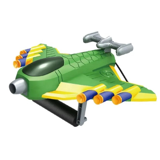 Pistol de Jucarie pentru Copii cu Lansator Manual, Avion, 20 de Gloante din Material Moale, Joc Interactiv de Tinta, Plastic Rezistent, 24x23.5x6.3 cm, Verde
