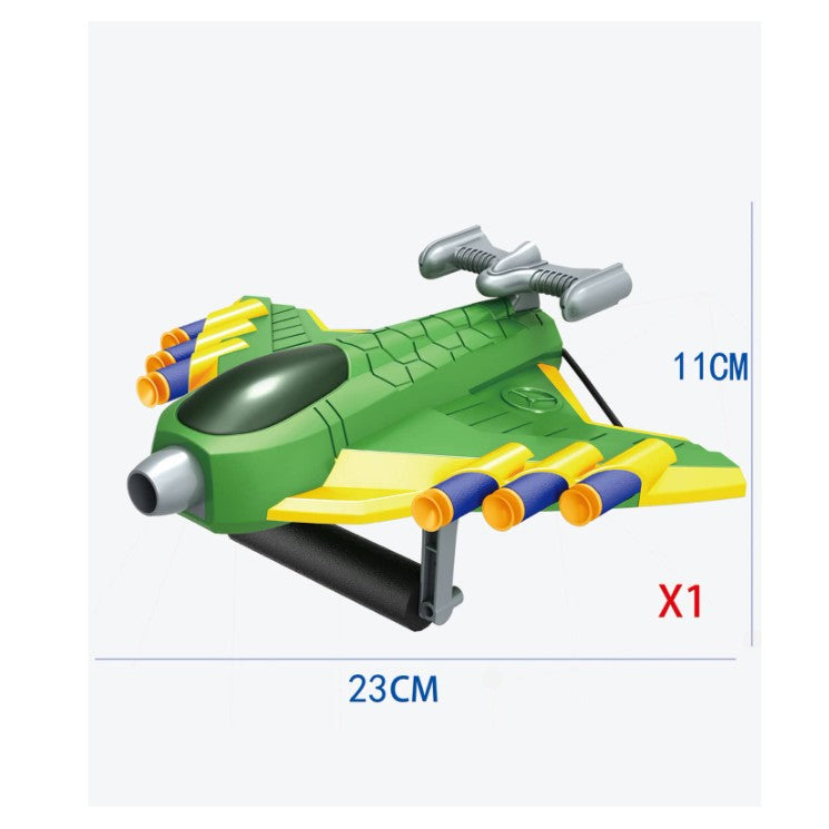 Pistol de Jucarie pentru Copii cu Lansator Manual, Avion, 20 de Gloante din Material Moale, Joc Interactiv de Tinta, Plastic Rezistent, 24x23.5x6.3 cm, Verde