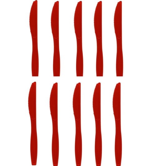 Set 16 Cutite de Unica Folosinta, Plastic Rezistent, Design Festiv pentru Petreceri si Craciun, 15 cm, Rosu