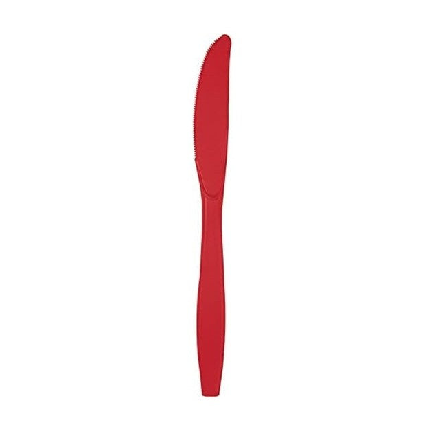Set 16 Cutite de Unica Folosinta, Plastic Rezistent, Design Festiv pentru Petreceri si Craciun, 15 cm, Rosu