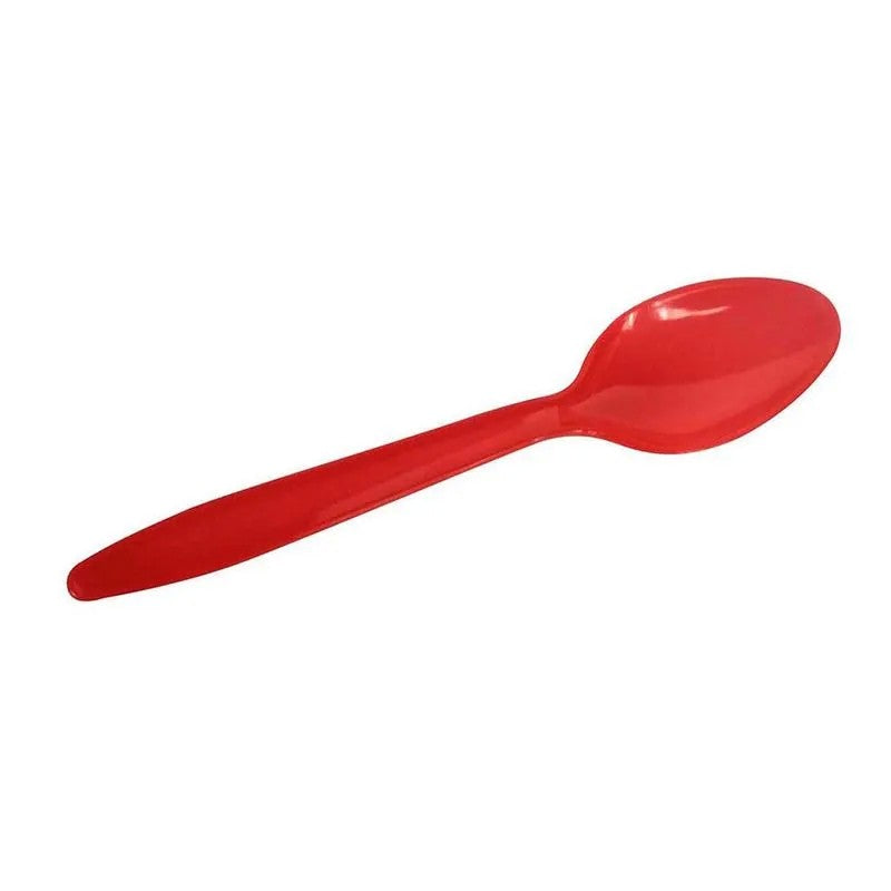 Set 16 Linguri de Unica Folosinta, Tacamuri Festive pentru Petreceri si Craciun, Plastic Rezistent, 15 cm, Rosu