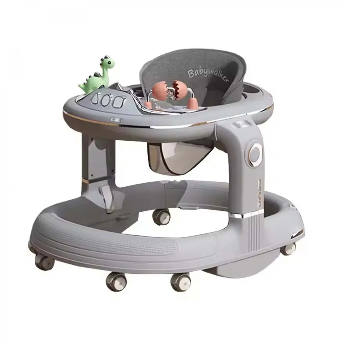 Premergator 4 in 1, Antemergator, Balansoar si Scaun de Masa, Functie Muzicala si Lumini, Inaltime Reglabila, Sistem Antirasturnare, Material ABS si PU, Greutate Maxima 25 kg, +6 Luni, Gri