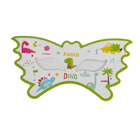 Set 10 Masti Decorative Dino Park Pentru Petreceri Copii, Accesorii Tematice Cu Dinozauri, Carton, 18 x 8 cm, Multicolor