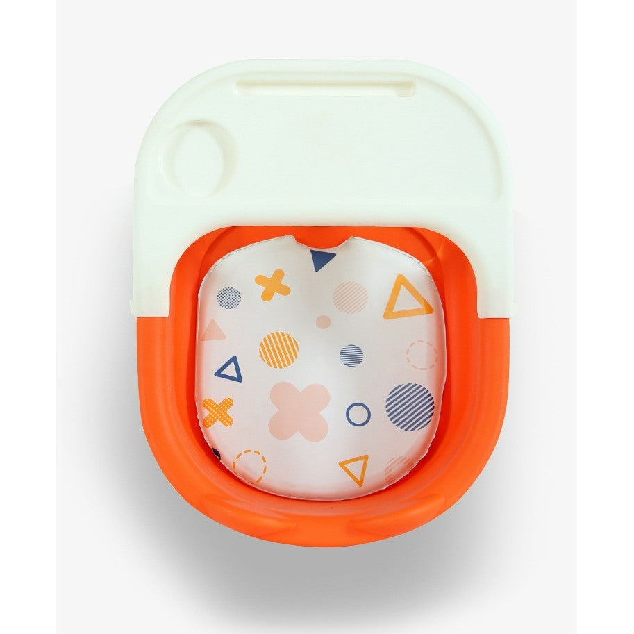 Scaun de Masa pentru Copii 2 in 1, Functie Muzicala si Tavita Detasabila, Spatar Ergonomic, Plastic PP si Baza Antiderapanta, Inaltime 36 cm, Portocaliu