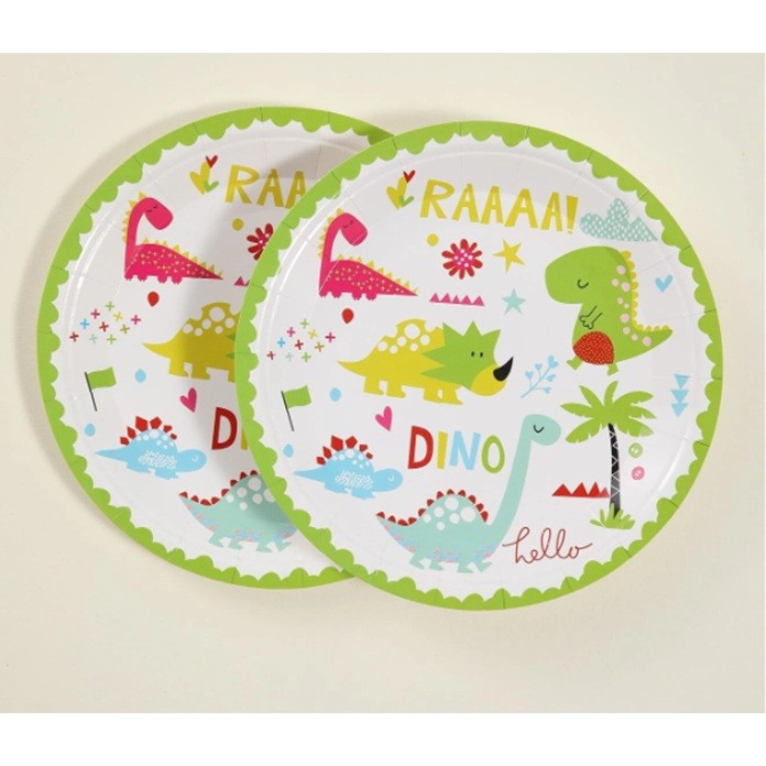 Farfurii Petrecere Dino Park, Set 10 Bucati, Farfurii Carton Tematice Copii, 17 cm, Multicolor