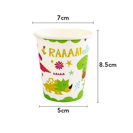 Set 10 Pahare Petrecere Dino Park, Design Tematic Dinozauri, Carton Ecologic, 8.5 x 7 x 5 cm, Multicolor