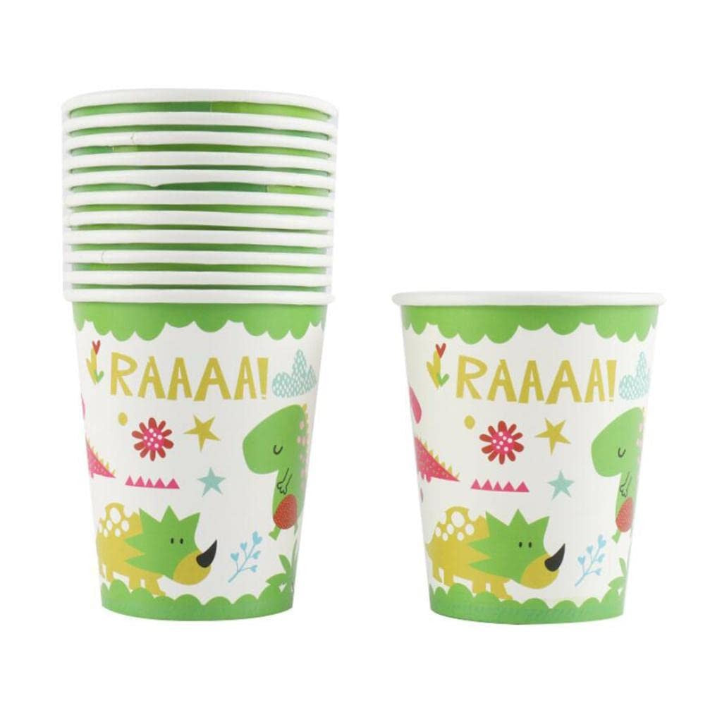 Set 10 Pahare Petrecere Dino Park, Design Tematic Dinozauri, Carton Ecologic, 8.5 x 7 x 5 cm, Multicolor