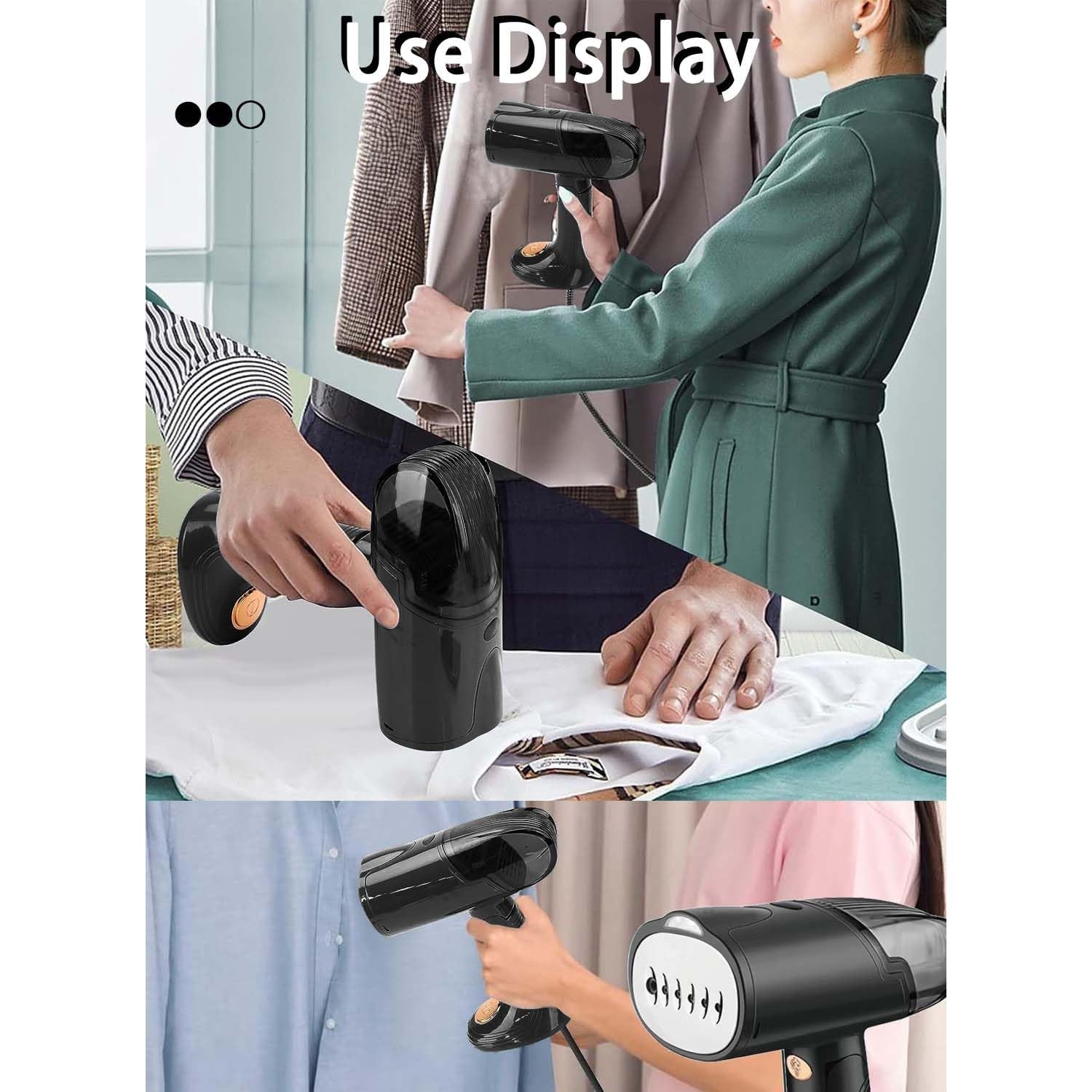 Aparat de Calcat Vertical cu Abur, Portabil si Pliabil, Putere 1500W, Functie Anti-Calcar, Rezervor Detasabil 138ml, Include Perie, Negru