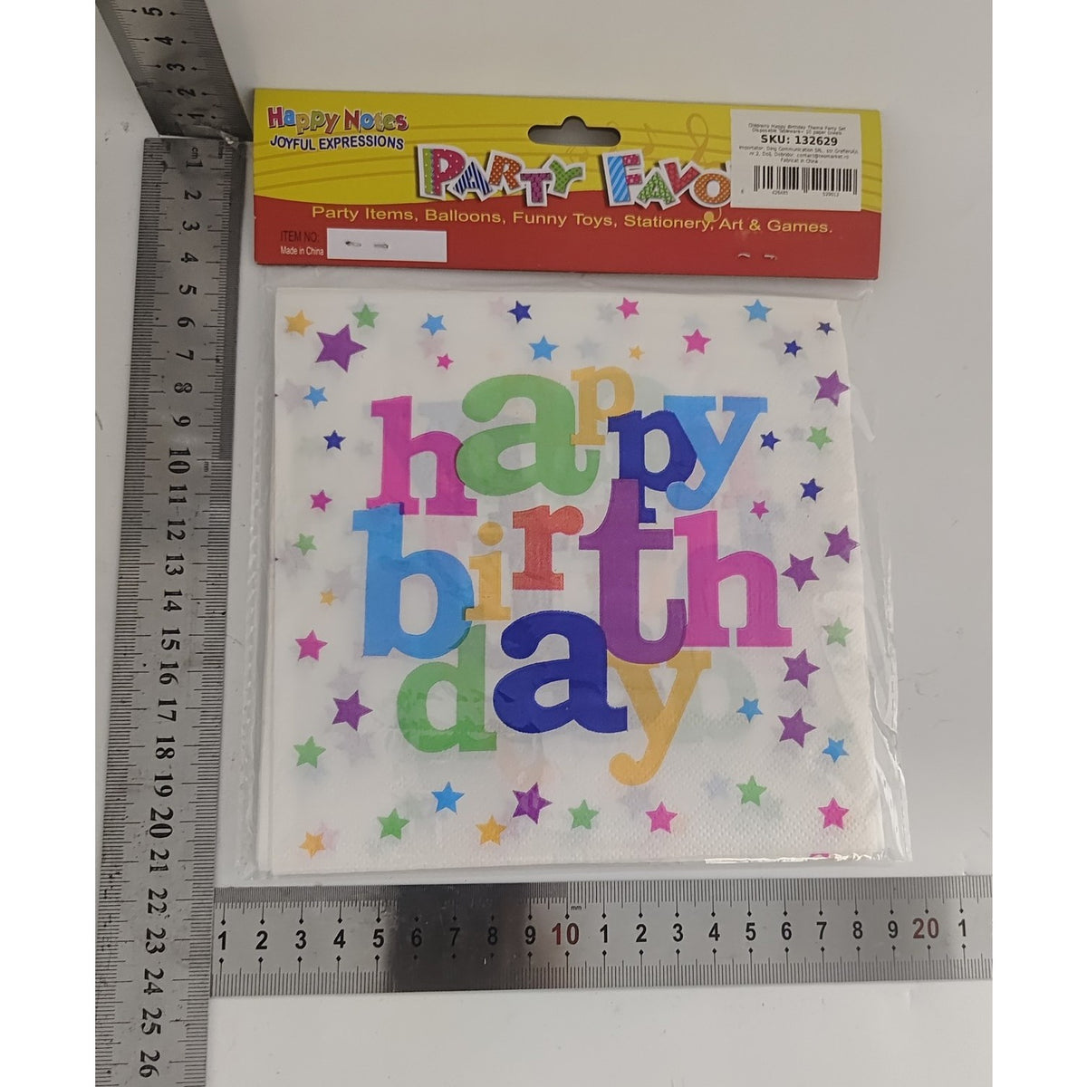 Set 10 Servetele de Masa Happy Birthday, Accesorii Petrecere Aniversara, Hartie Rezistenta, Multicolor, 32 x 32 cm