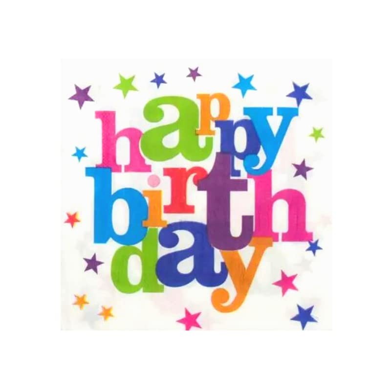 Set 10 Servetele de Masa Happy Birthday, Accesorii Petrecere Aniversara, Hartie Rezistenta, Multicolor, 32 x 32 cm