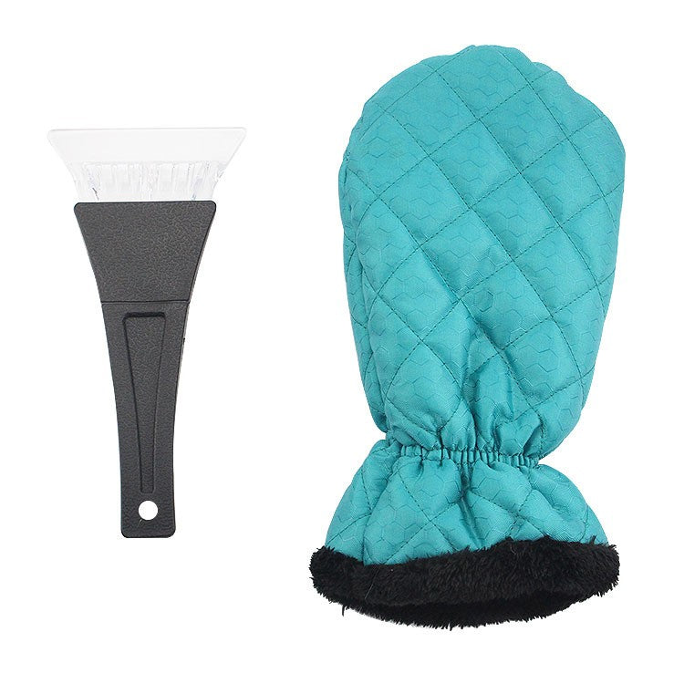 Set Racleta Auto cu Manusa pentru Zapada si Gheata, Protectie Impermeabila, Izolatie Termica Bumbac si Plus, Manseta Elastica, 31 x 15 cm, Verde