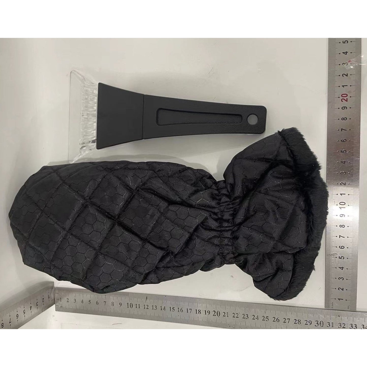 Racleta Gheata Cu Manusa Impermeabila, Izolatie Termica Bumbac si Plus, Manseta Elastica, 31 x 15 cm, Negru