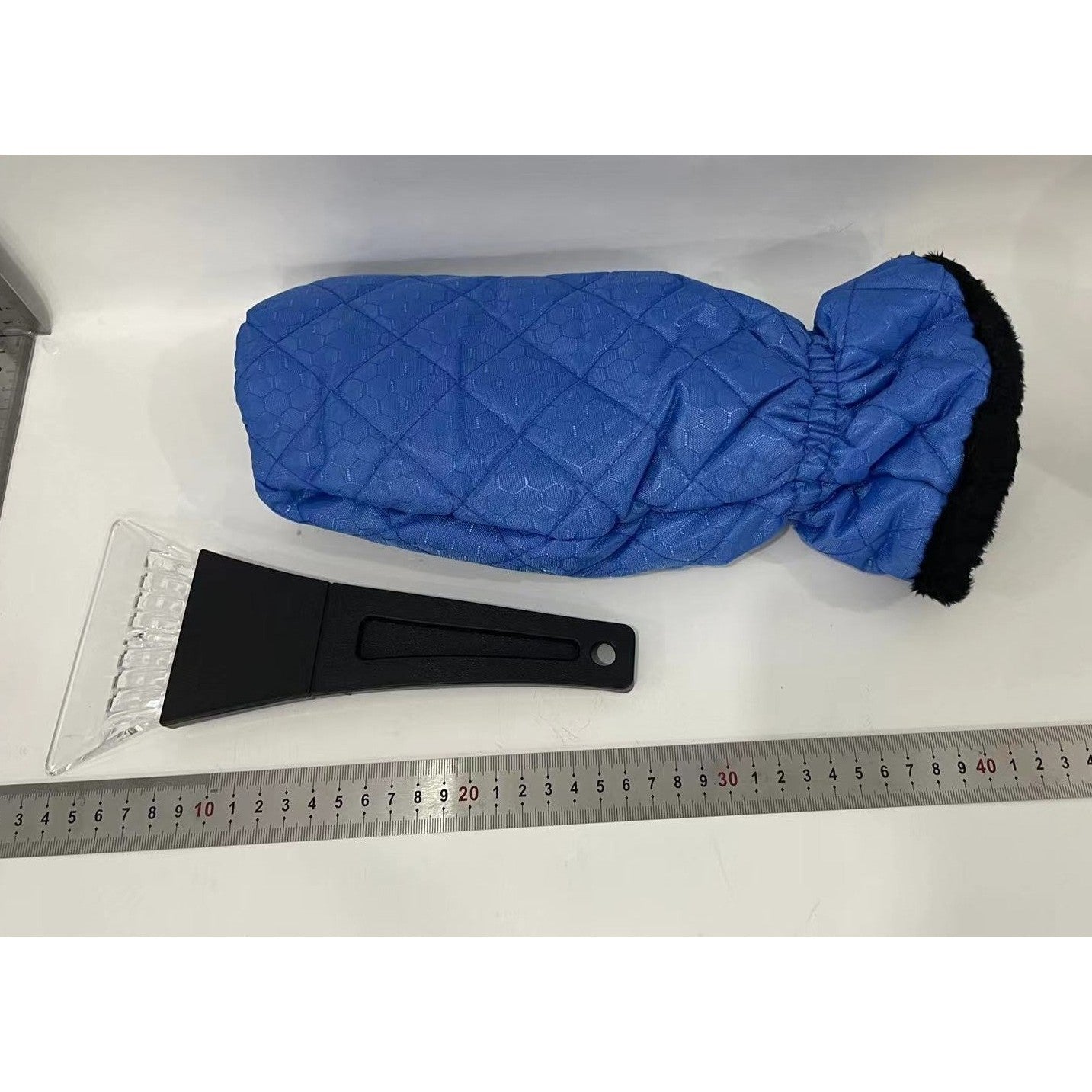Racleta Gheata cu Manusa Impermeabila, Set Curatare Parbriz, Izolatie Termica Bumbac si Manseta Elastica, Plastic si Prelata, 31 x 15 cm, Albastru