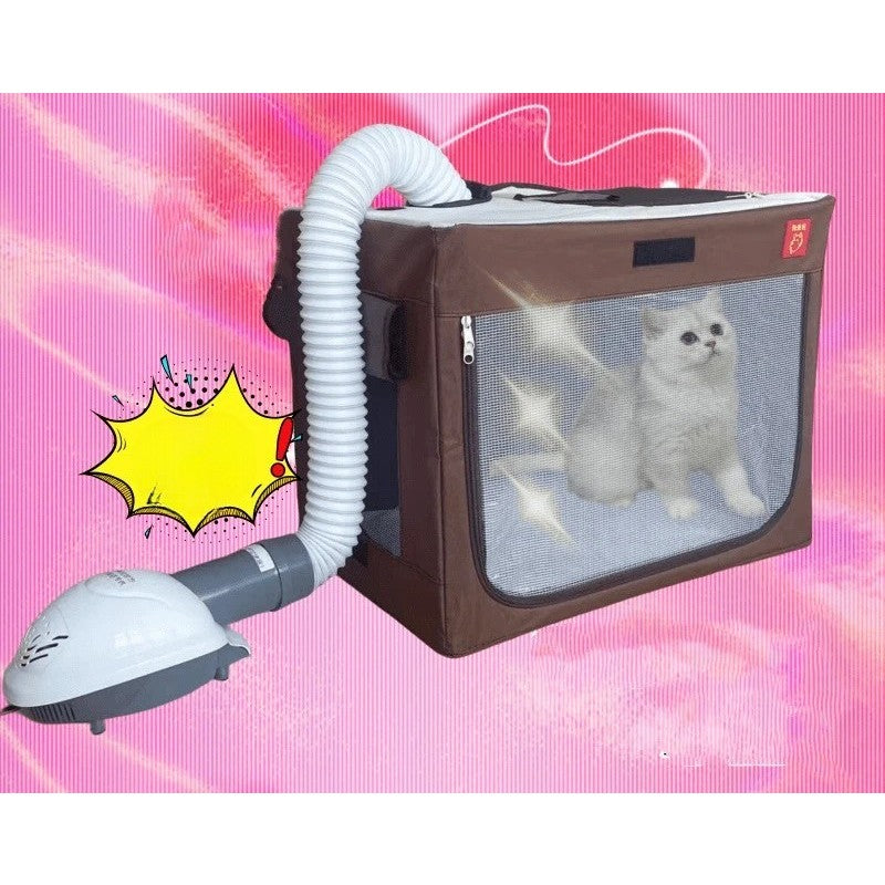 Cușcă De Uscare Pentru Animale De Companie, Cutie Textilă Portabilă Cu Fereastră Transparentă Și Fermoar Bidirecțional, Material Rezistent, 53 x 36 x 42 cm, Maro
