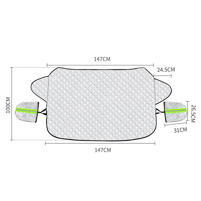 Husa Protectie Parbriz Auto, Prelata Anti-Inghet si Parasolar, Protectie Zapada si Soare, Material Termic Reflectorizant, 150 x 110 cm, Argintiu
