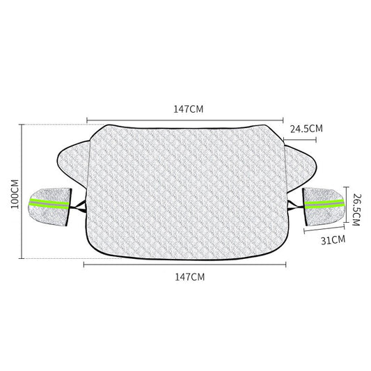 Husa Protectie Parbriz Auto, Prelata Anti-Inghet si Parasolar, Protectie Zapada si Soare, Material Termic Reflectorizant, 150 x 110 cm, Argintiu