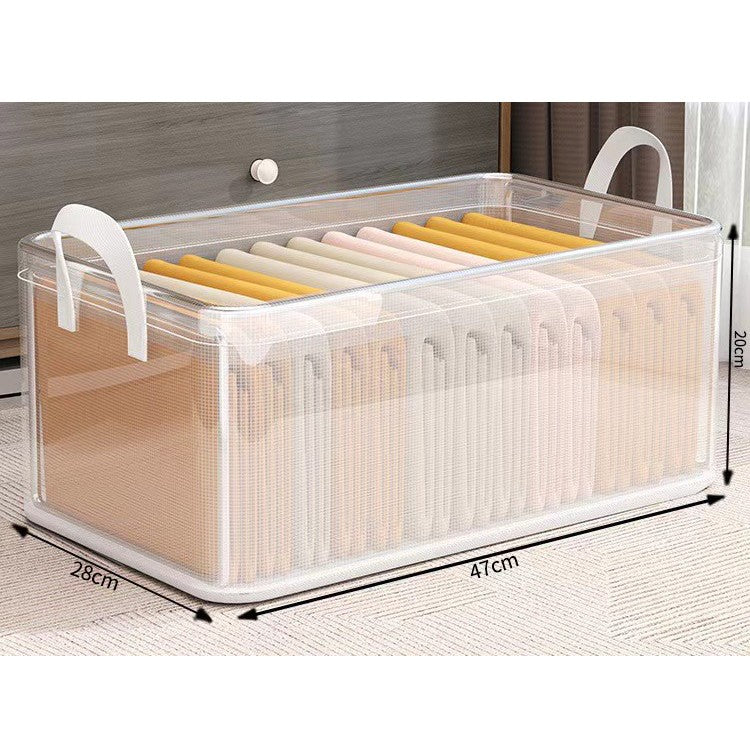 Cutie Depozitare Transparenta cu Capac, Container Organizator Robust pentru Casa si Calatorii, Material PVC Impermeabil, Volum 26L, 47 x 28 x 20 cm