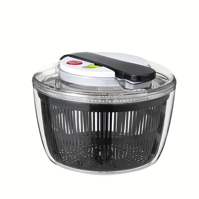 Uscator Manual pentru Salata si Verdeturi, Centrifuga Legume cu Buton Stop si Filtru Apa, Polipropilena si ABS, Capacitate 3L, 16x15x21 cm, Negru