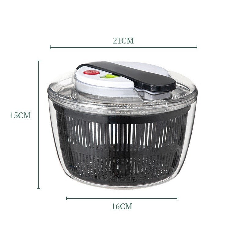 Uscator Manual pentru Salata si Verdeturi, Centrifuga Legume cu Buton Stop si Filtru Apa, Polipropilena si ABS, Capacitate 3L, 16x15x21 cm, Negru