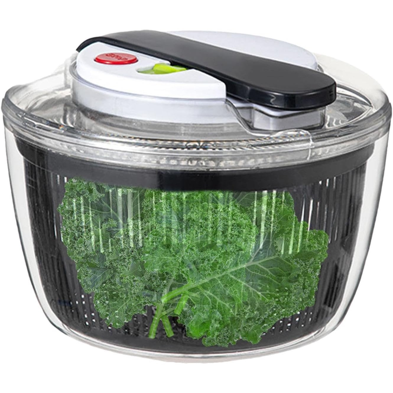 Uscator Manual pentru Salata si Verdeturi, Centrifuga Legume cu Buton Stop si Filtru Apa, Polipropilena si ABS, Capacitate 3L, 16x15x21 cm, Negru