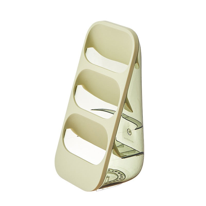 Organizator Multifunctional pentru Tacamuri si Cosmetice, Suport cu 3 Compartimente, Ustensile de Bucatarie, Plastic PP Durabil, 33 x 16 x 15 cm, Verde