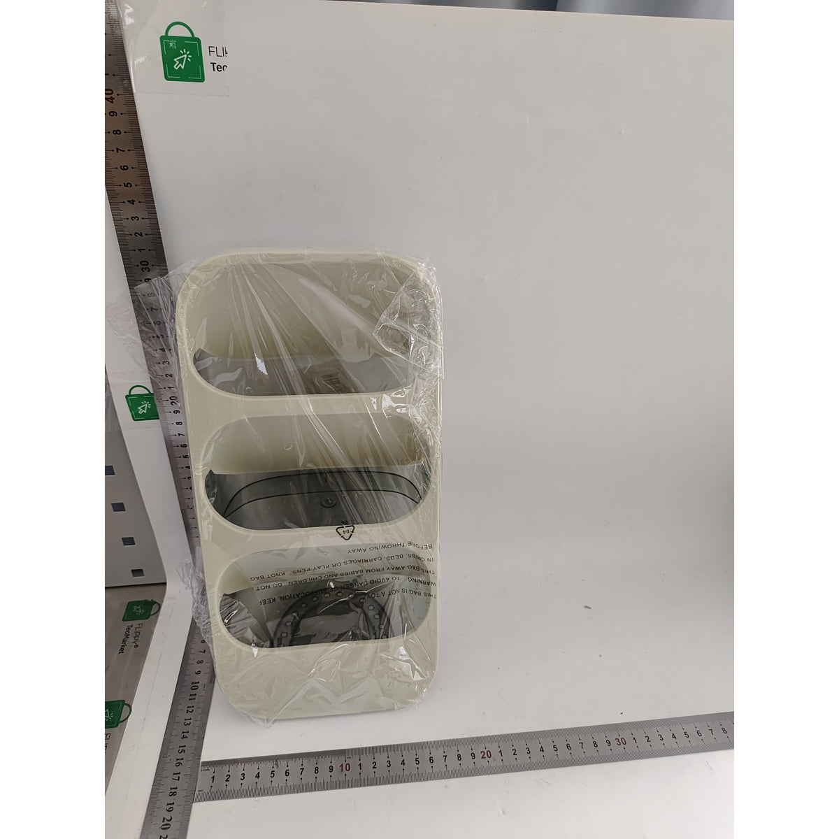 Organizator Multifunctional pentru Tacamuri si Cosmetice, Suport cu 3 Compartimente, Ustensile de Bucatarie, Plastic PP Durabil, 33 x 16 x 15 cm, Verde