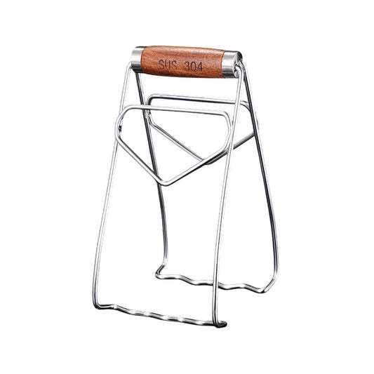 Clemă pentru Boluri și Vase Fierbinți, Cleste Antialunecare Rezistent la Căldură, Oțel Inoxidabil, Design Ergonomic pentru Oale și Tigăi, 19.5x9.8x8 cm, Gri/Maro