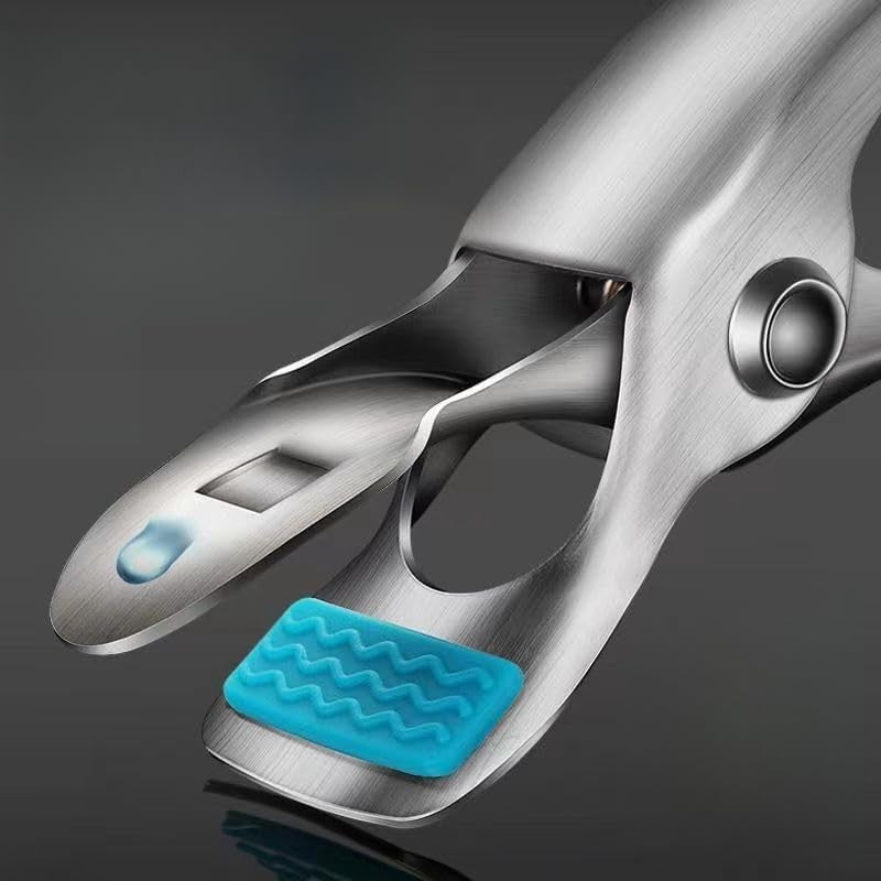 Clemă Pentru Boluri Și Vase Fierbinți, Mâner Anti-Alunecare Termorezistent, Oțel Inoxidabil Și Silicon, 19.5 x 3.2 cm, Gri
