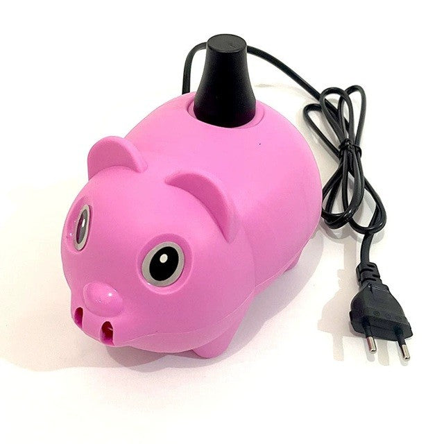 Pompă Electrică pentru Umflat Baloane, Putere 380W, Design Ergonomic Model Porc, Material Plastic PP, Roz, 15.5 x 11.3 x 13.6 cm