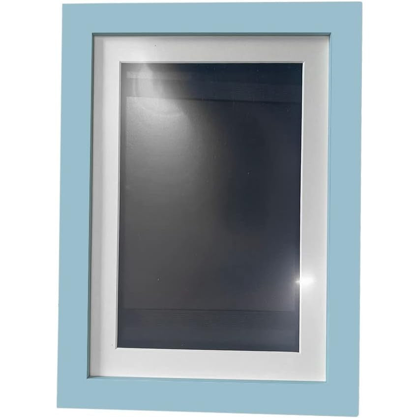 Rama Foto pentru Desene si Picturi, Spatiu Depozitare si Inchidere Magnetica, Lemn MDF cu Sticla Acrilica, Format A4, Albastru