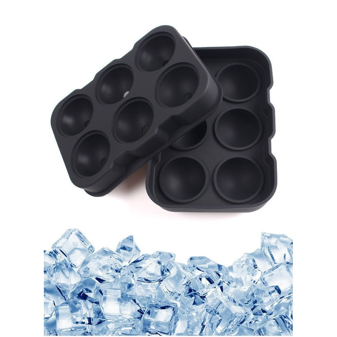 Forma pentru Gheata, 6 Forme Sferice, Silicon Alimentar Fara BPA, Tava Flexibila pentru Cocktail si Whisky, Rezistenta -40°C la 230°C, 17 x 12 x 6 cm, Negru